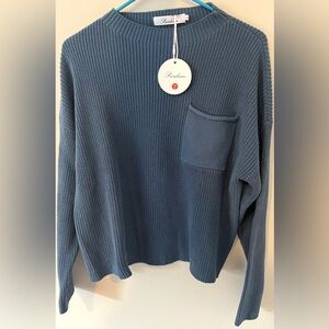 Prinbara Blue Mockneck Sweater NWT
